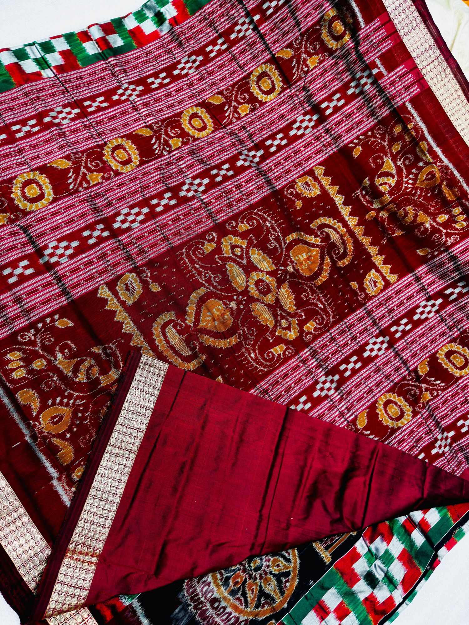 Brown Sambalpuri silk saree