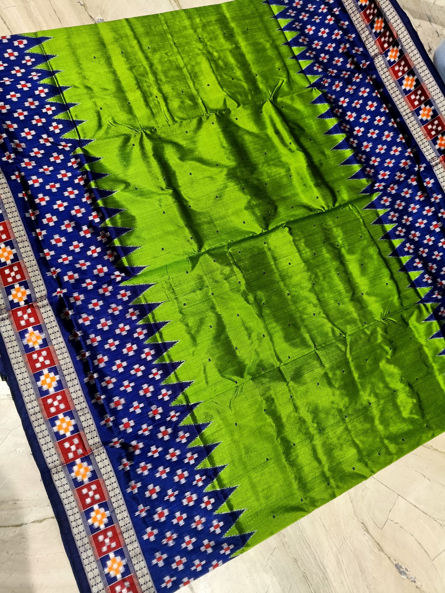 Green and Blue Sambalpuri silk saree