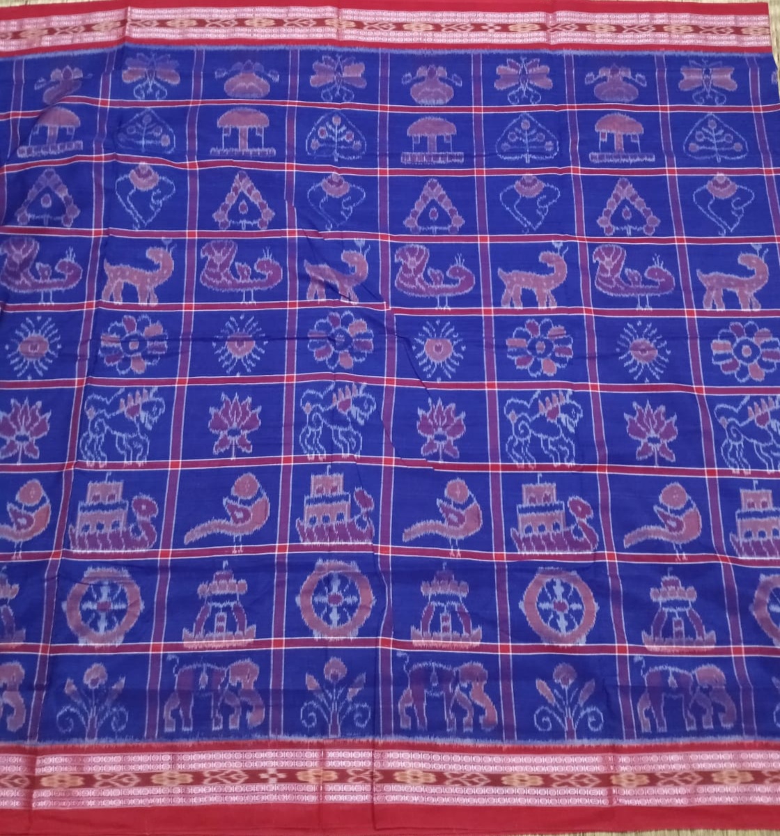 Blue and Maroon Nabokothi cotton saree