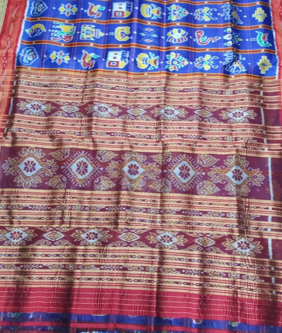 Blue handwoven Nabokothi silk saree
