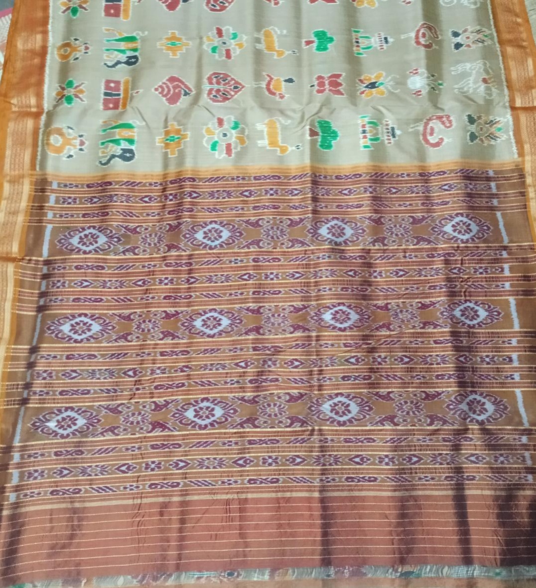 Gray handwoven Nabokothi silk saree