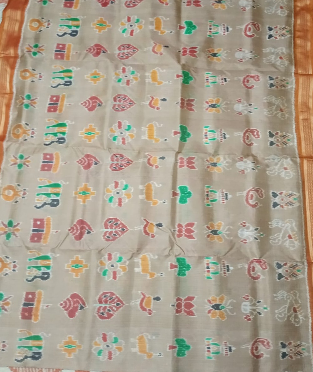 Gray handwoven Nabokothi silk saree