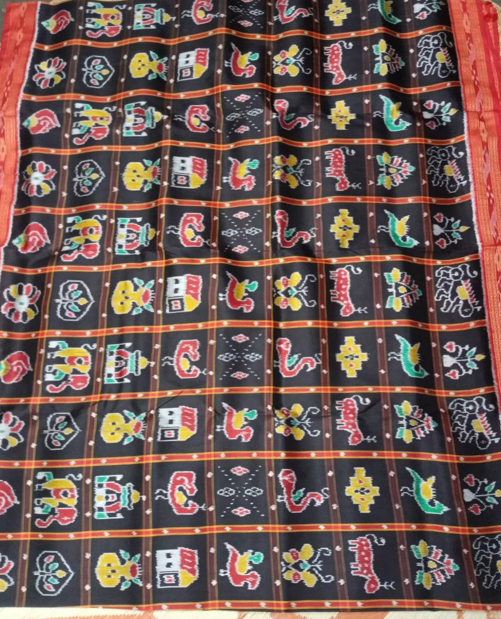 Black handwoven Nabokothi silk saree