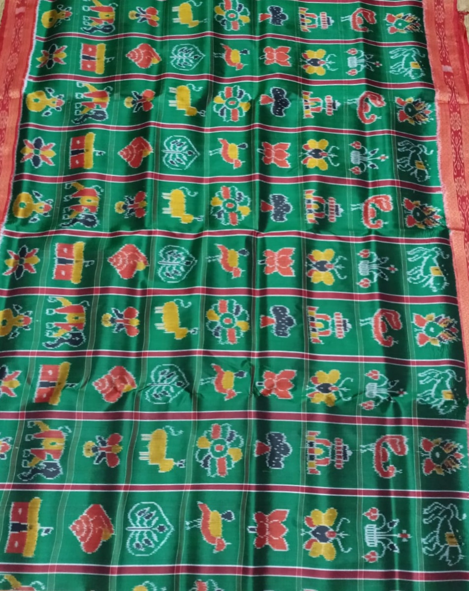 Green handwoven Nabokothi silk saree