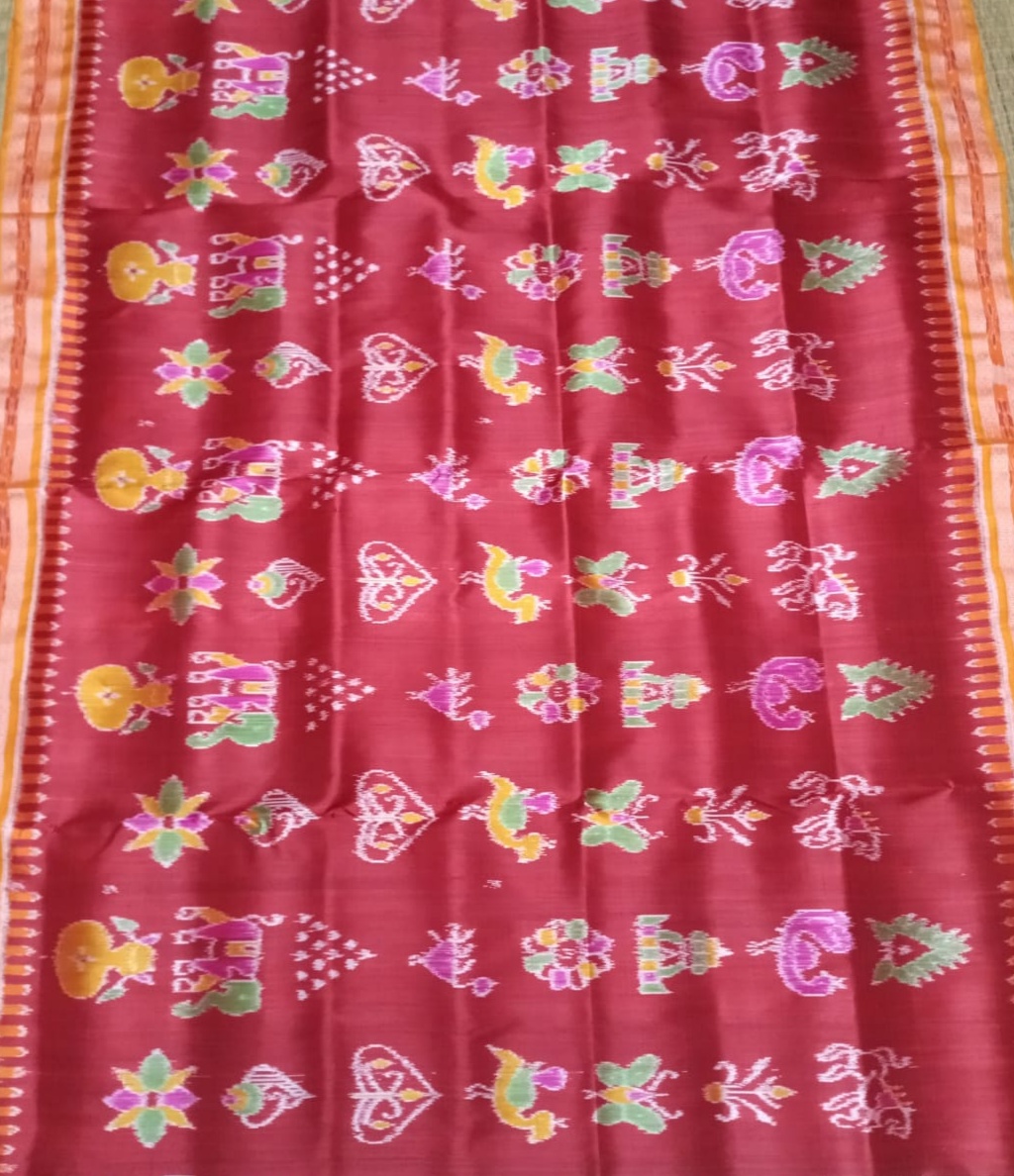 Red handwoven Nabokothi silk saree
