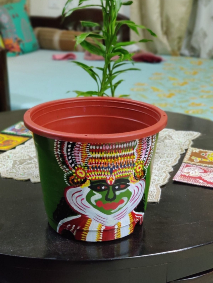 Kathakali face handpainted planter