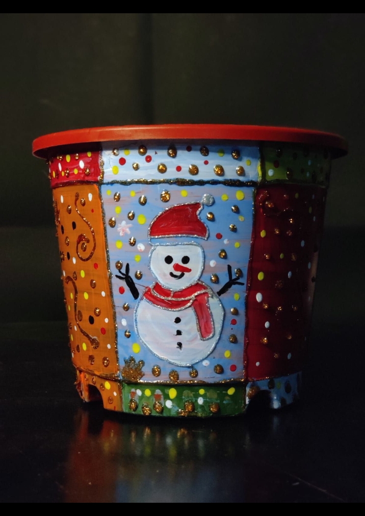 Christmas hand painted planter