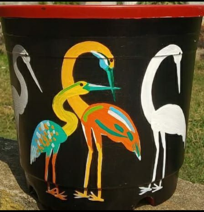 Modern art hand painted planter