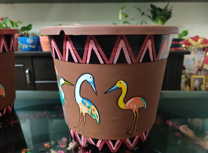 Modern art hand painted planter