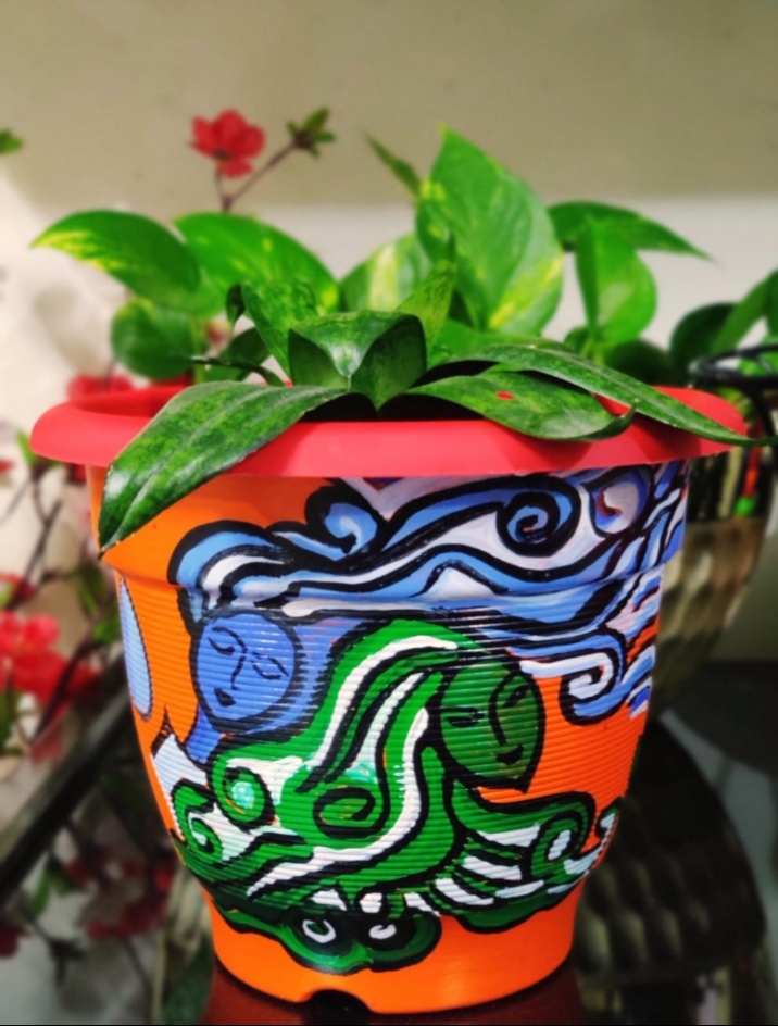 Modern art hand painted planter