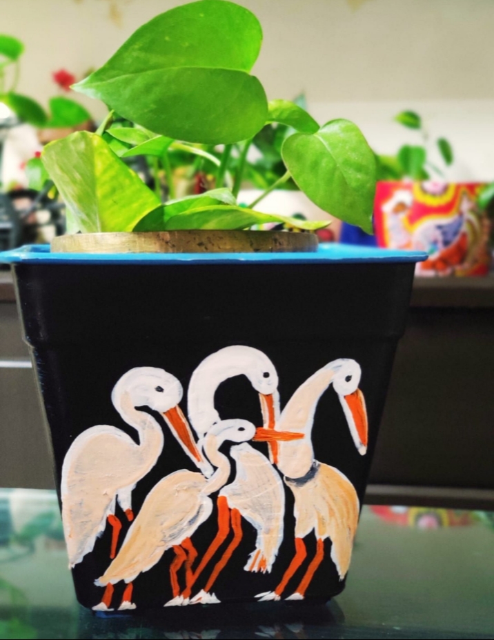 Modern art hand painted planter