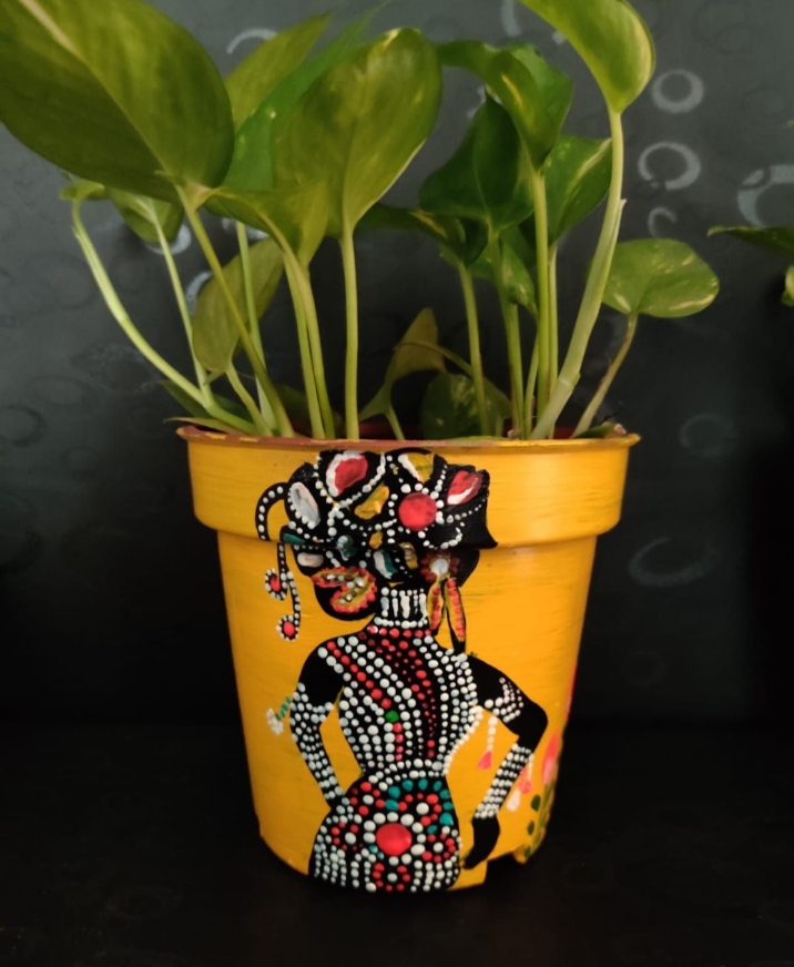 Mandala art on African art form hand painted planter