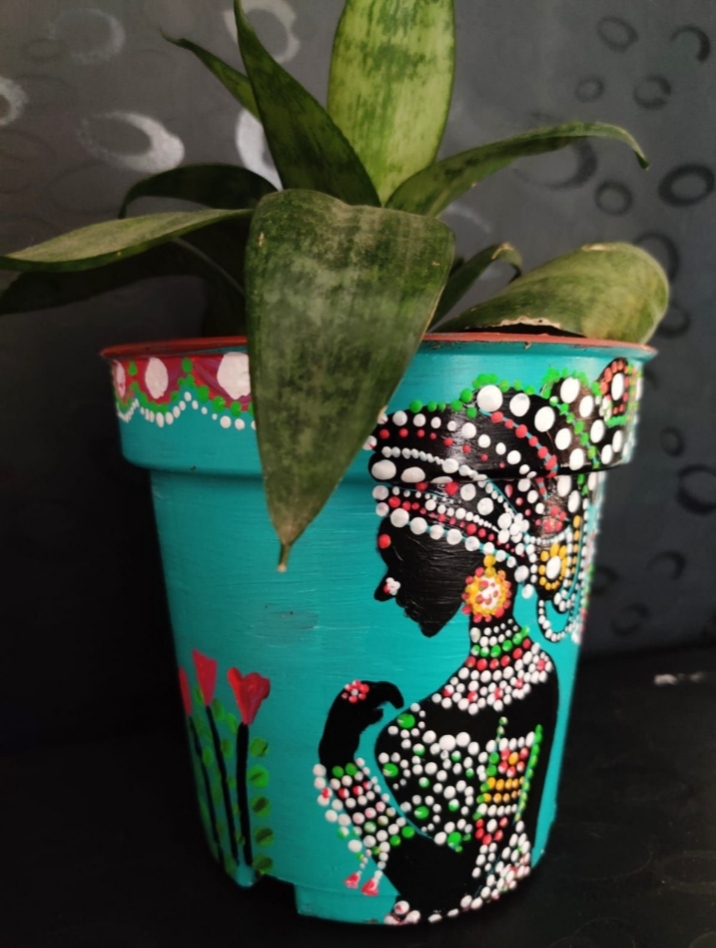 Mandala on African art form handpainted planter