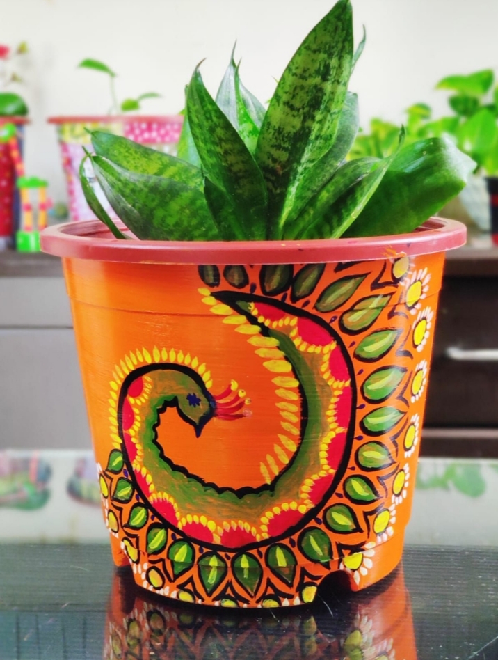 Madhubani art hand painted planter