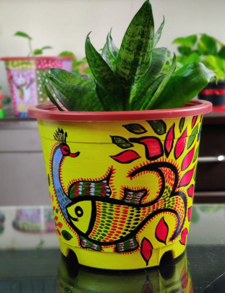 Madhubani art handpainted planter