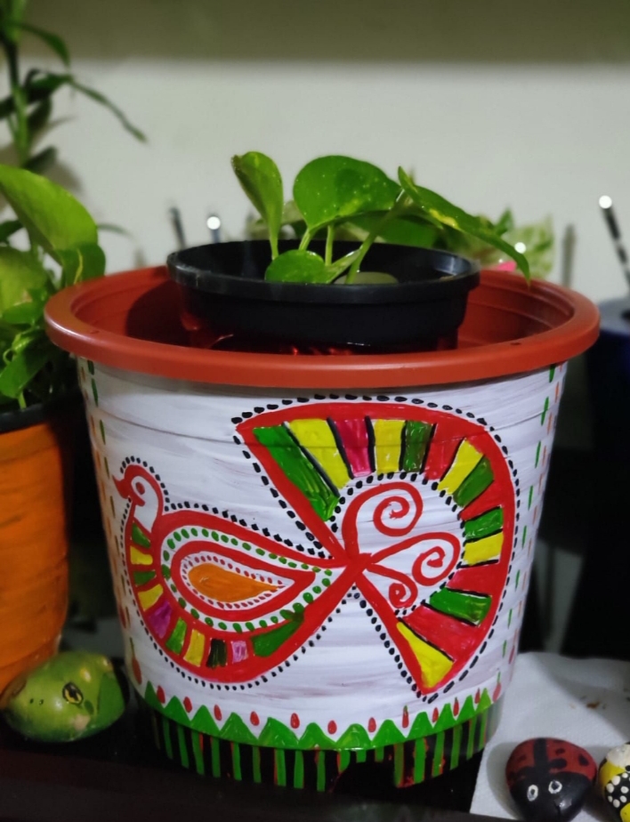 Rajasthan traditional pichwai art handpainted planter