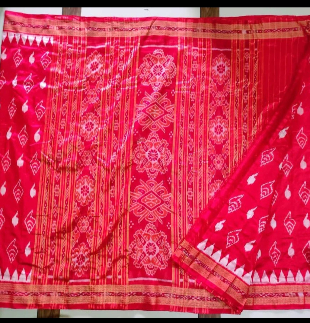 Red Sankha design khandua silk saree