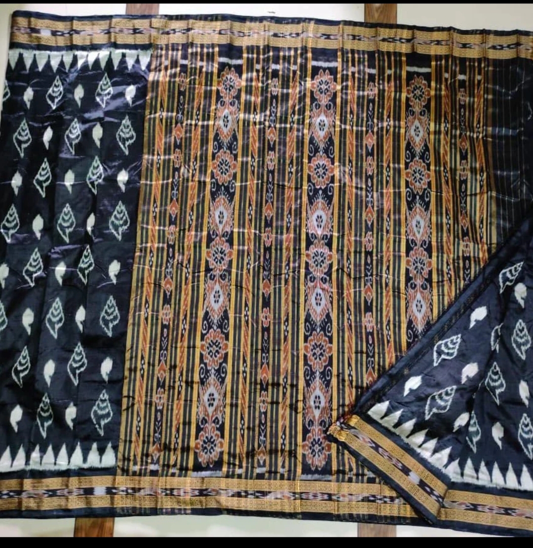 Black Sankha design khandua silk saree