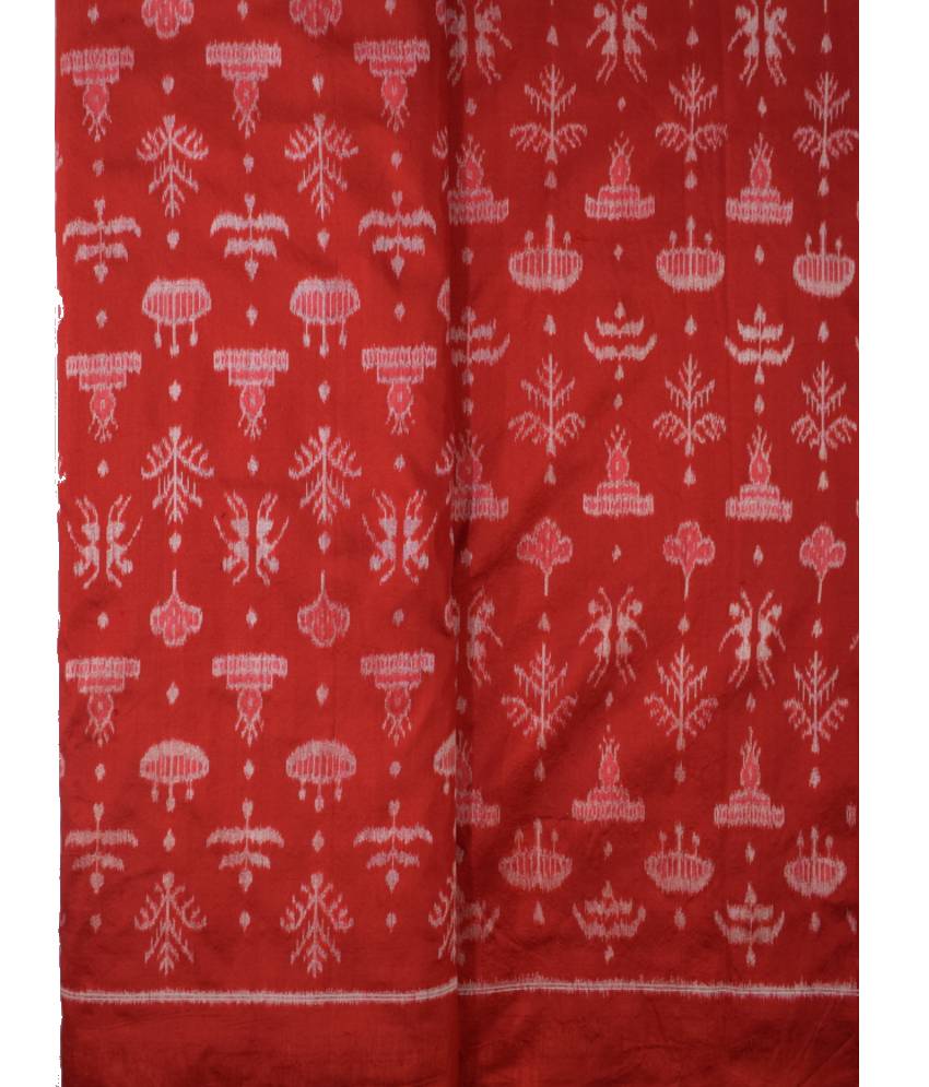 Red Ikat Silk Fabric
