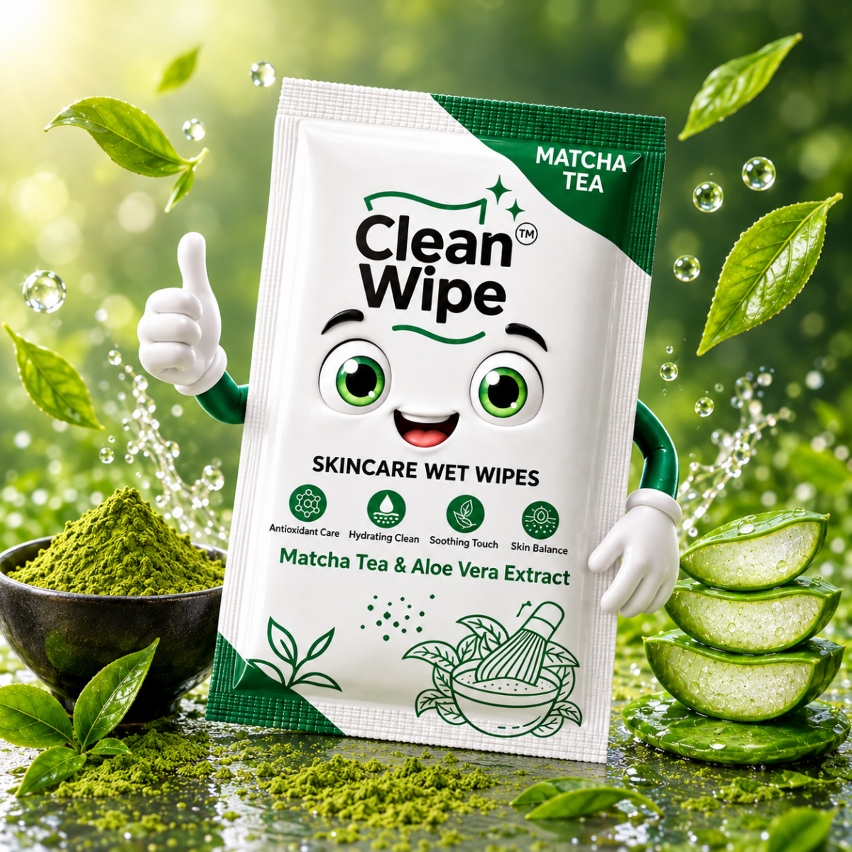 Matcha Tea Aloe Vera Wet Wipes