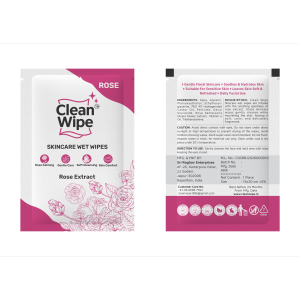 Skincare Rose Extract Wet Wipes