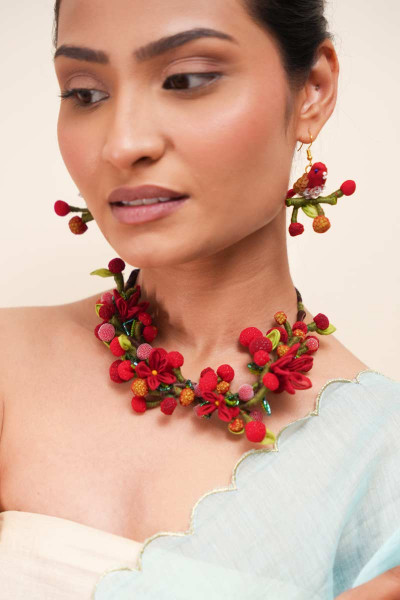 Cardinal  Necklace & Earrings set