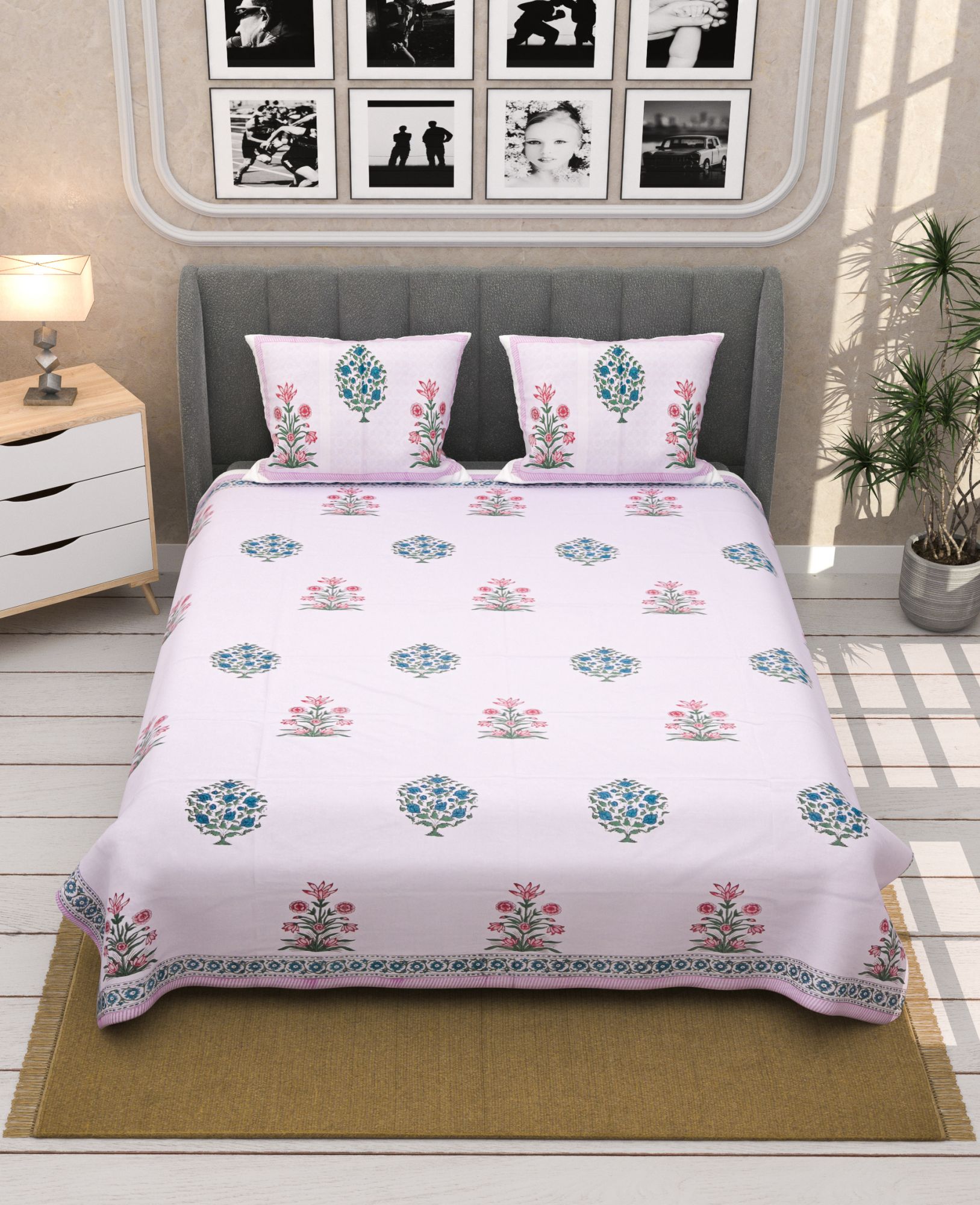 HAND BLOCK PRINTED BEDSHEET