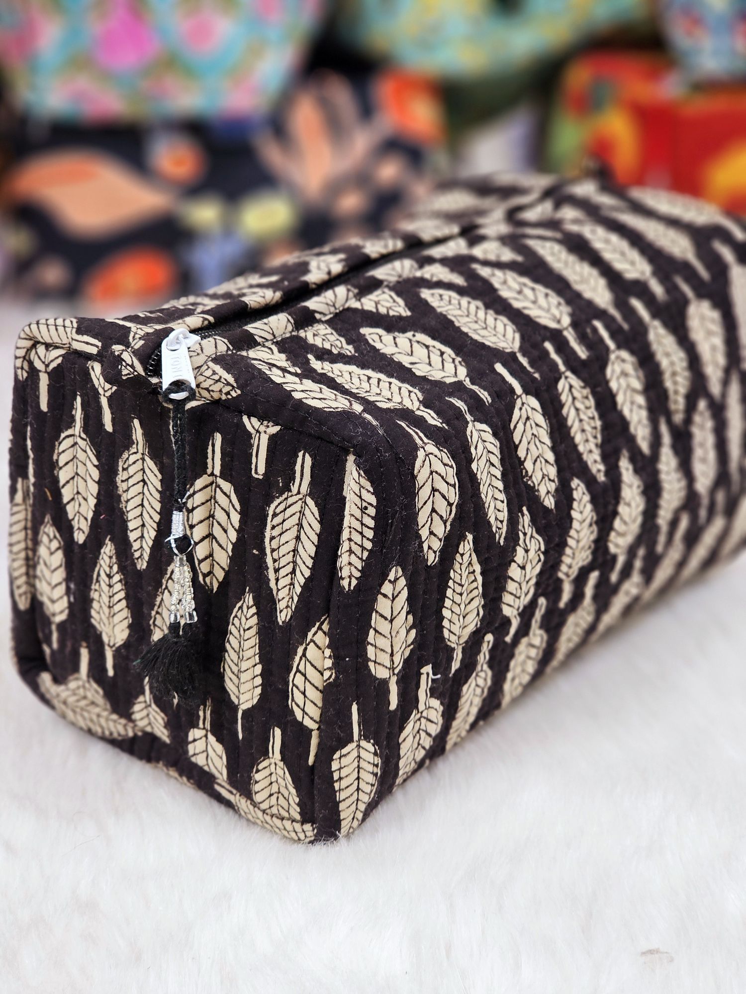 Multi Utility Travel kits black color leaf printed