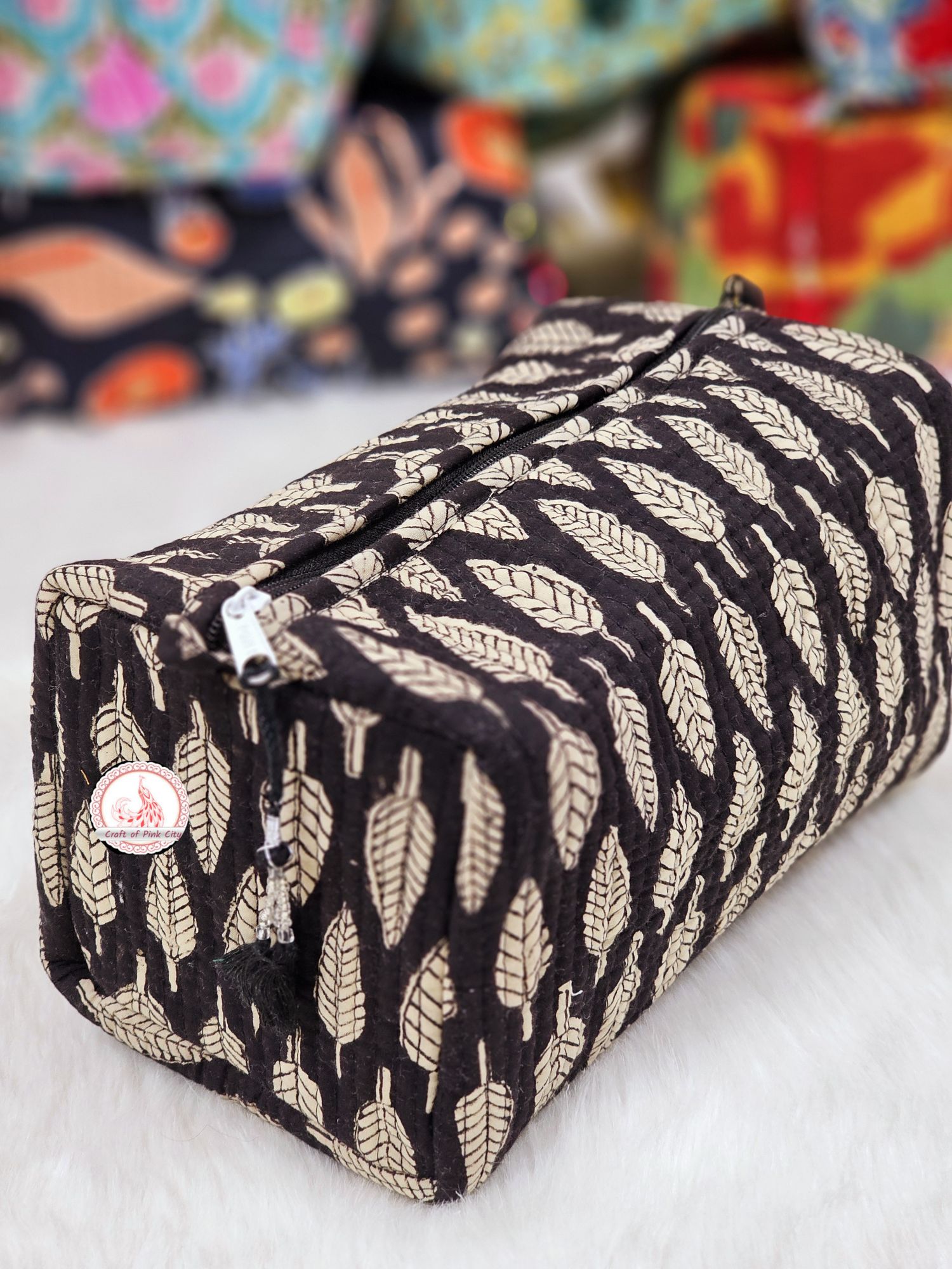 Multi Utility Travel kits black color leaf printed