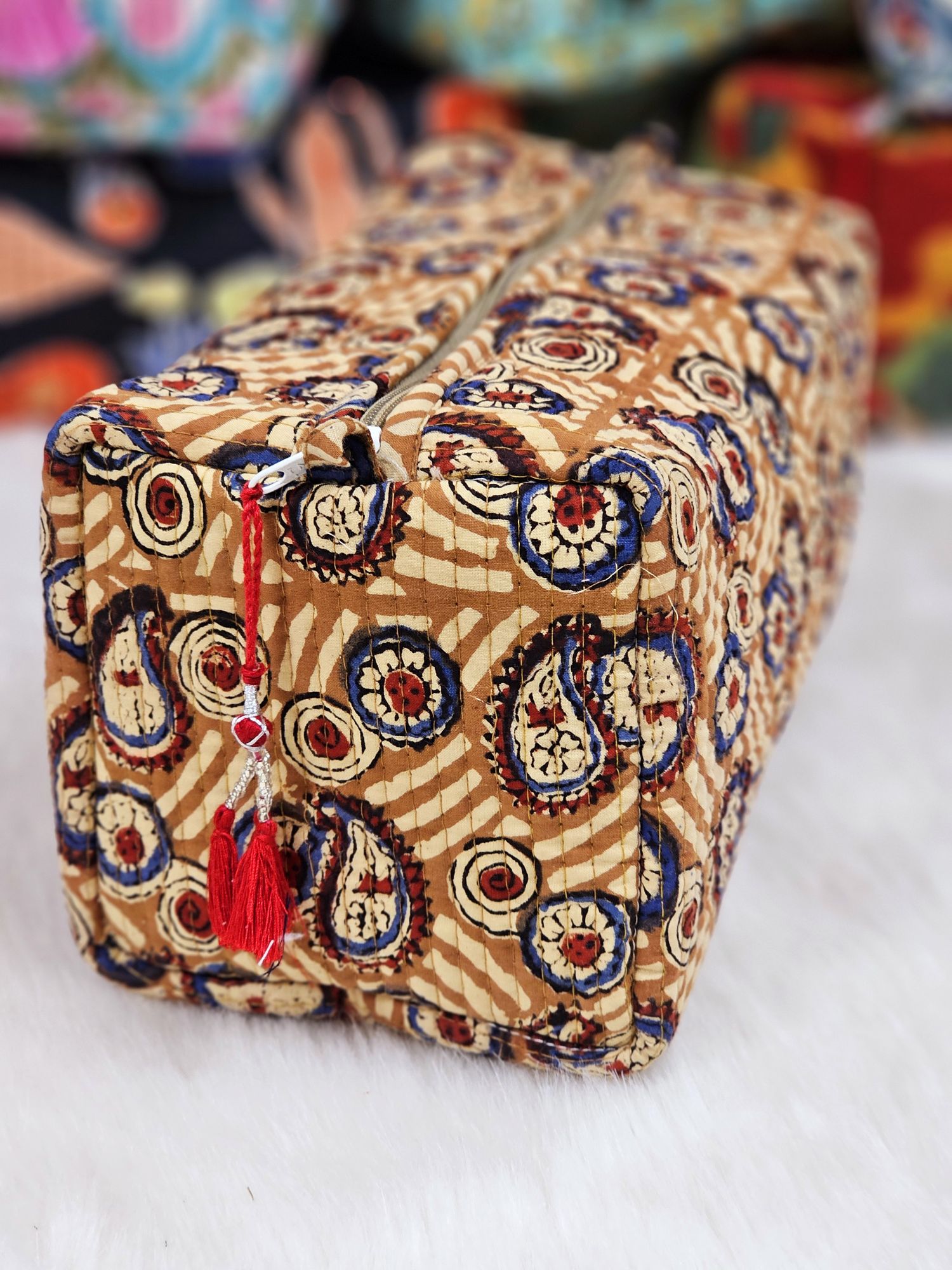 Multi Utility Travel Pouch kalamkari Flower Printed Pouch Size 1055