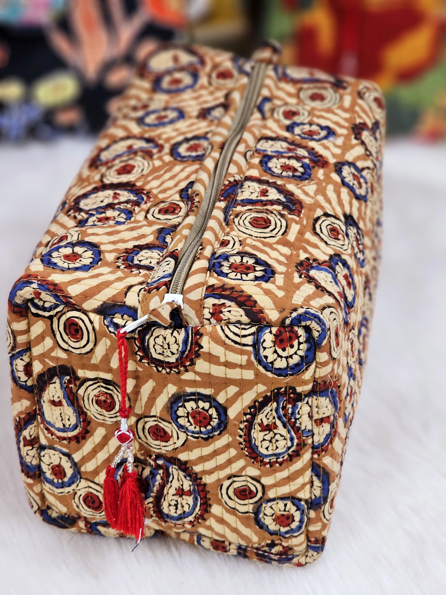 Multi Utility Travel Pouch kalamkari Flower Printed Pouch Size 1055