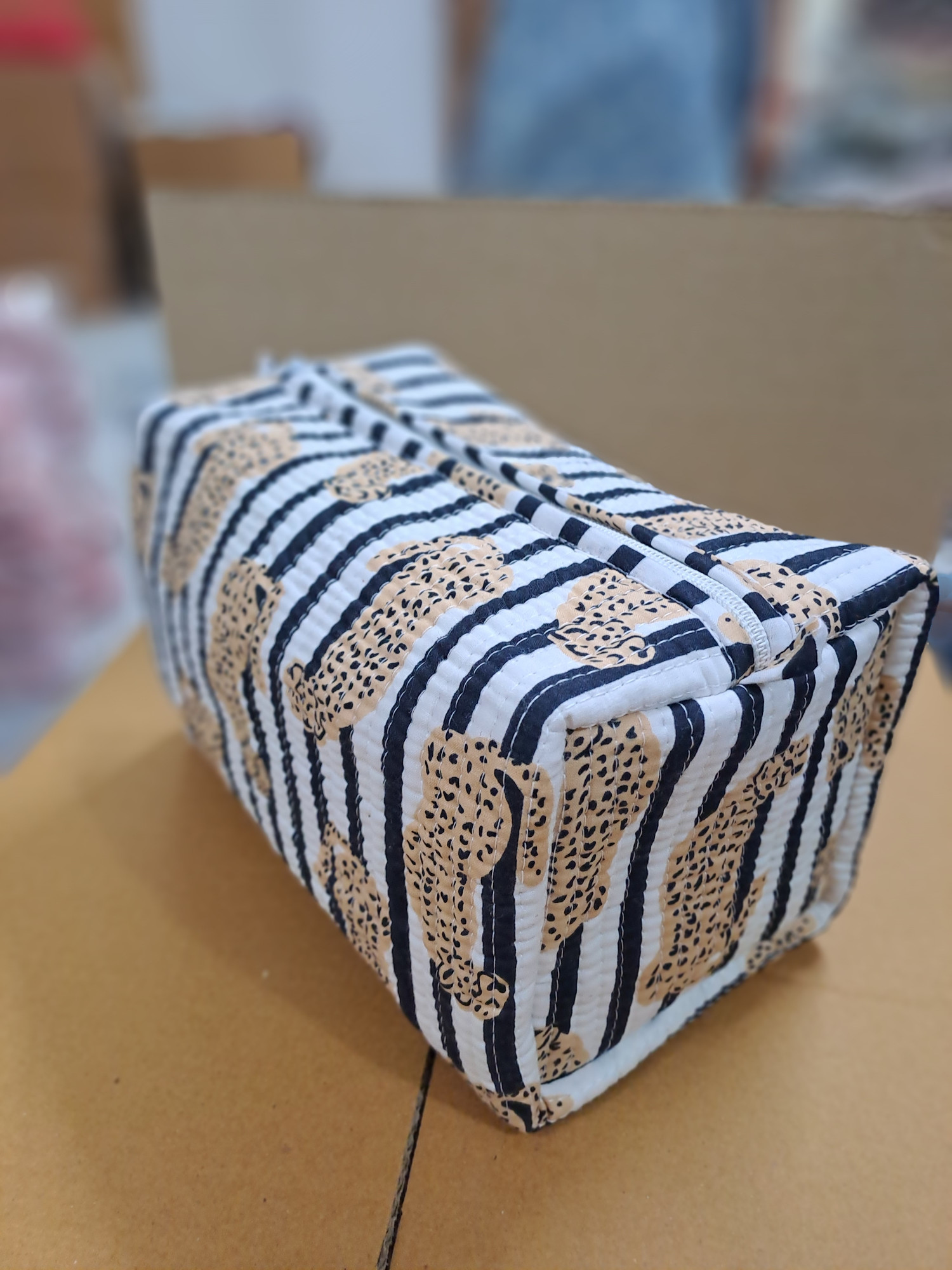 Hand Block Tiger Print Cosmetic Pouch Make-Up Pouch  Womens Pouch Gifts For Her