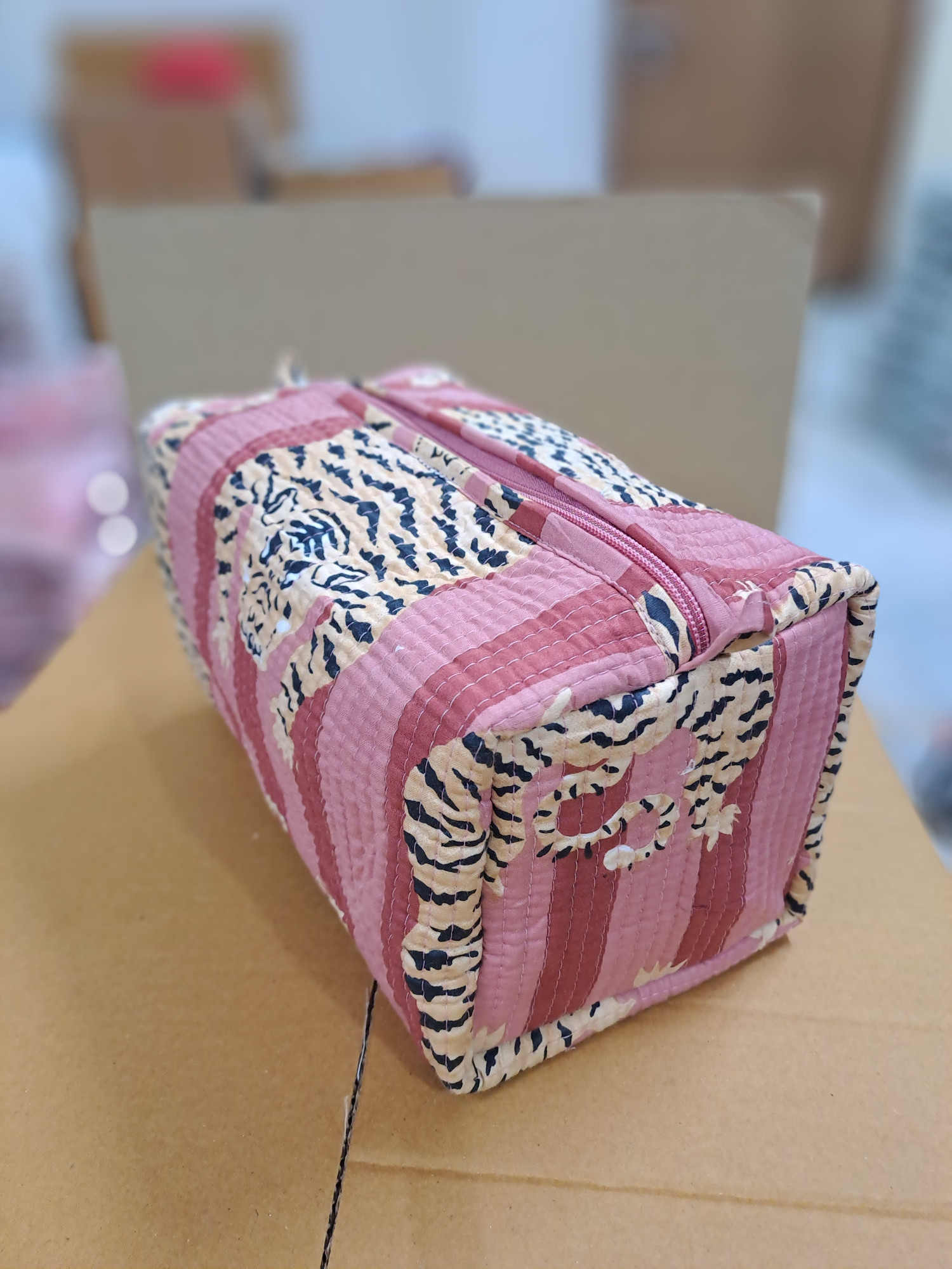 Hand Block Tiger Printed Pouches Handmade Pouches Gifts For her