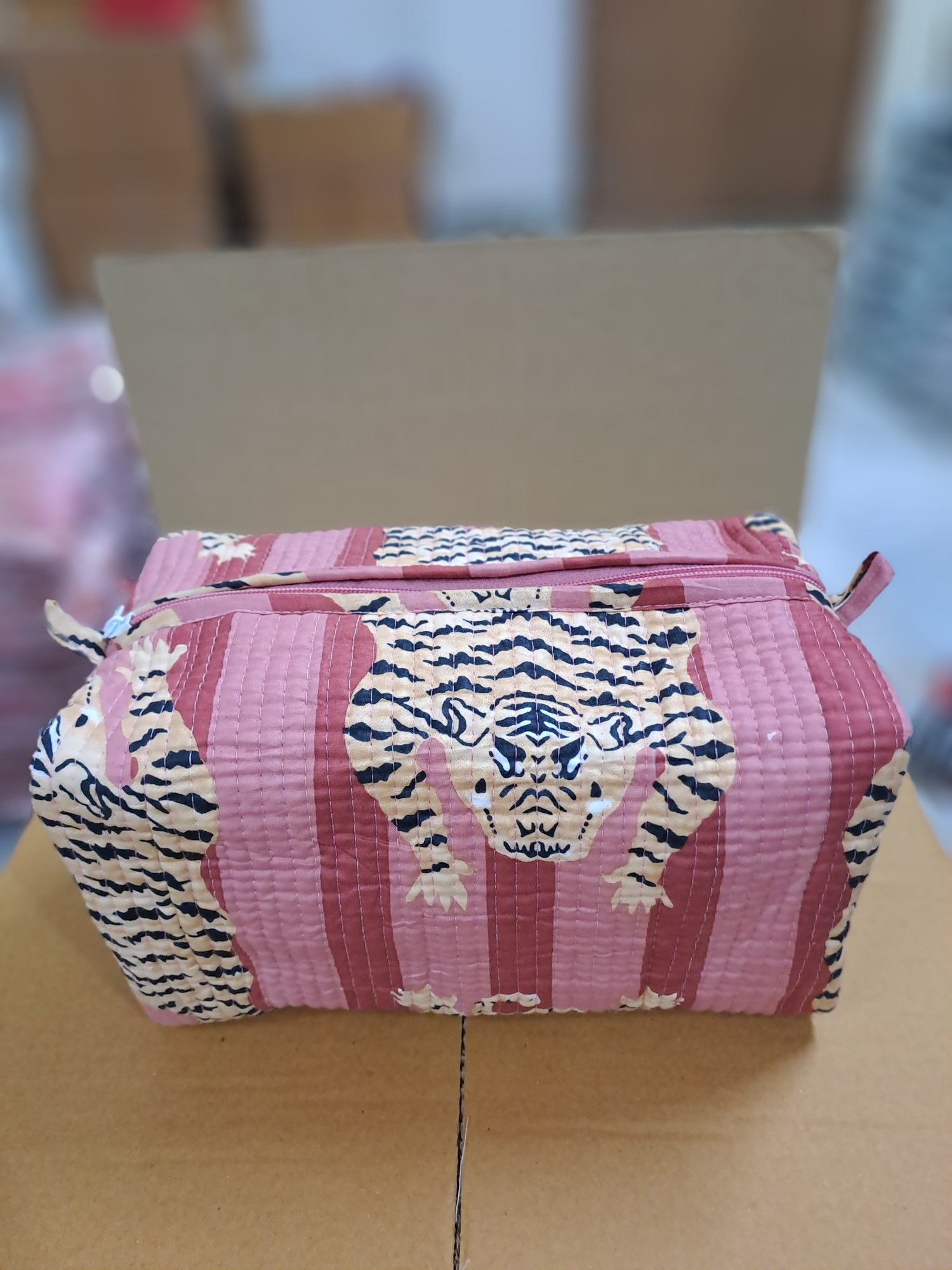 Hand Block Tiger Printed Pouches Handmade Pouches Gifts For her