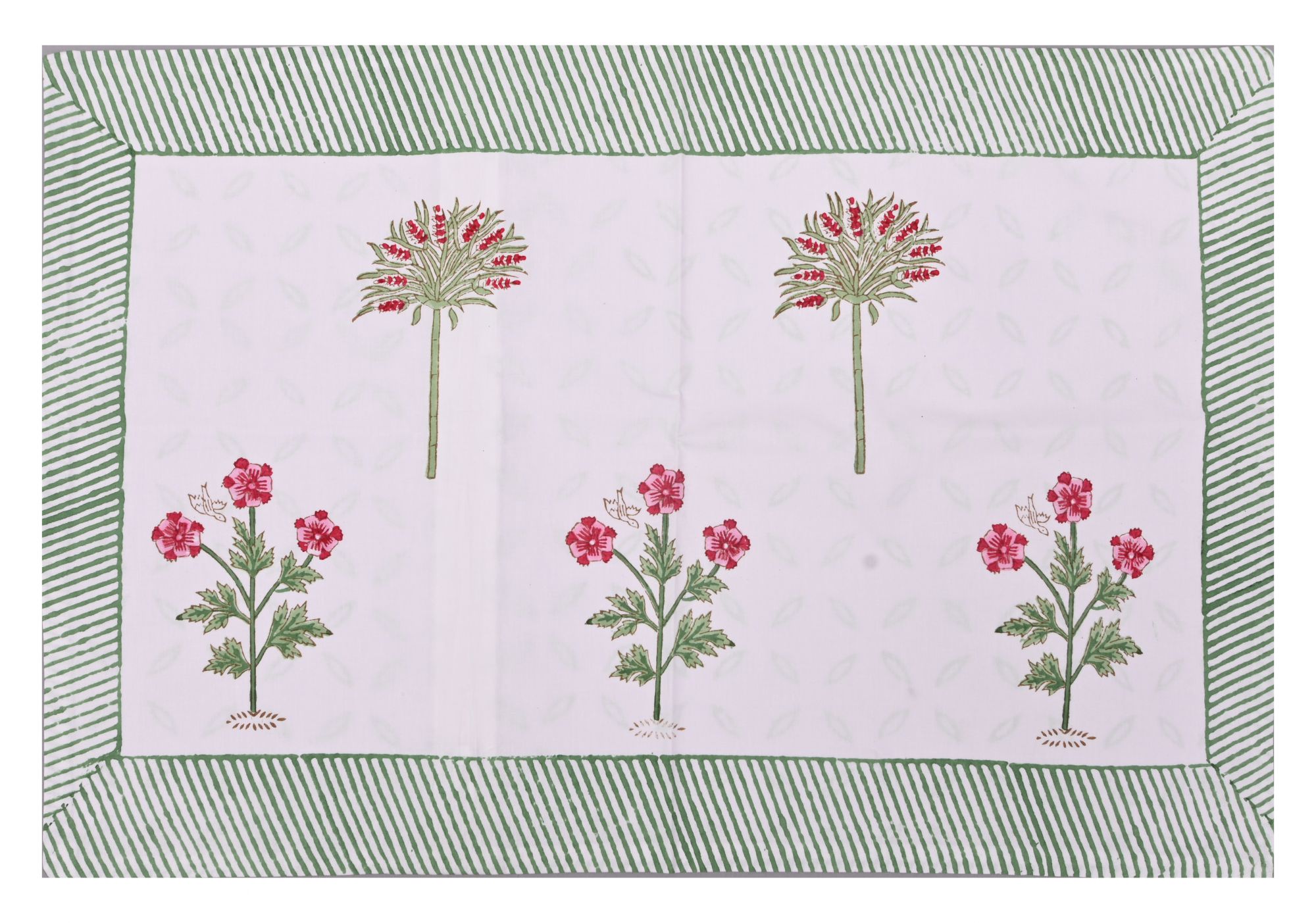 Handblock Printed Bedsheet With Reversible Pillow Cases