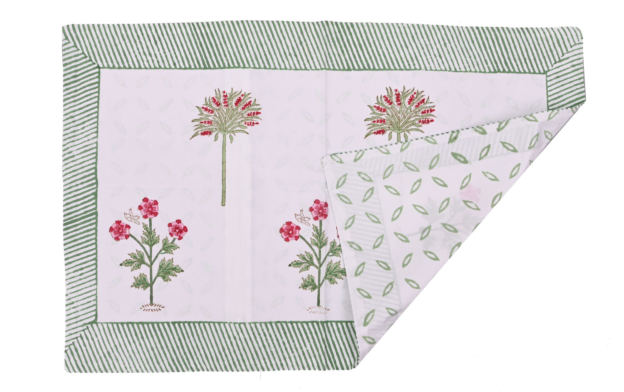 Handblock Printed Bedsheet With Reversible Pillow Cases