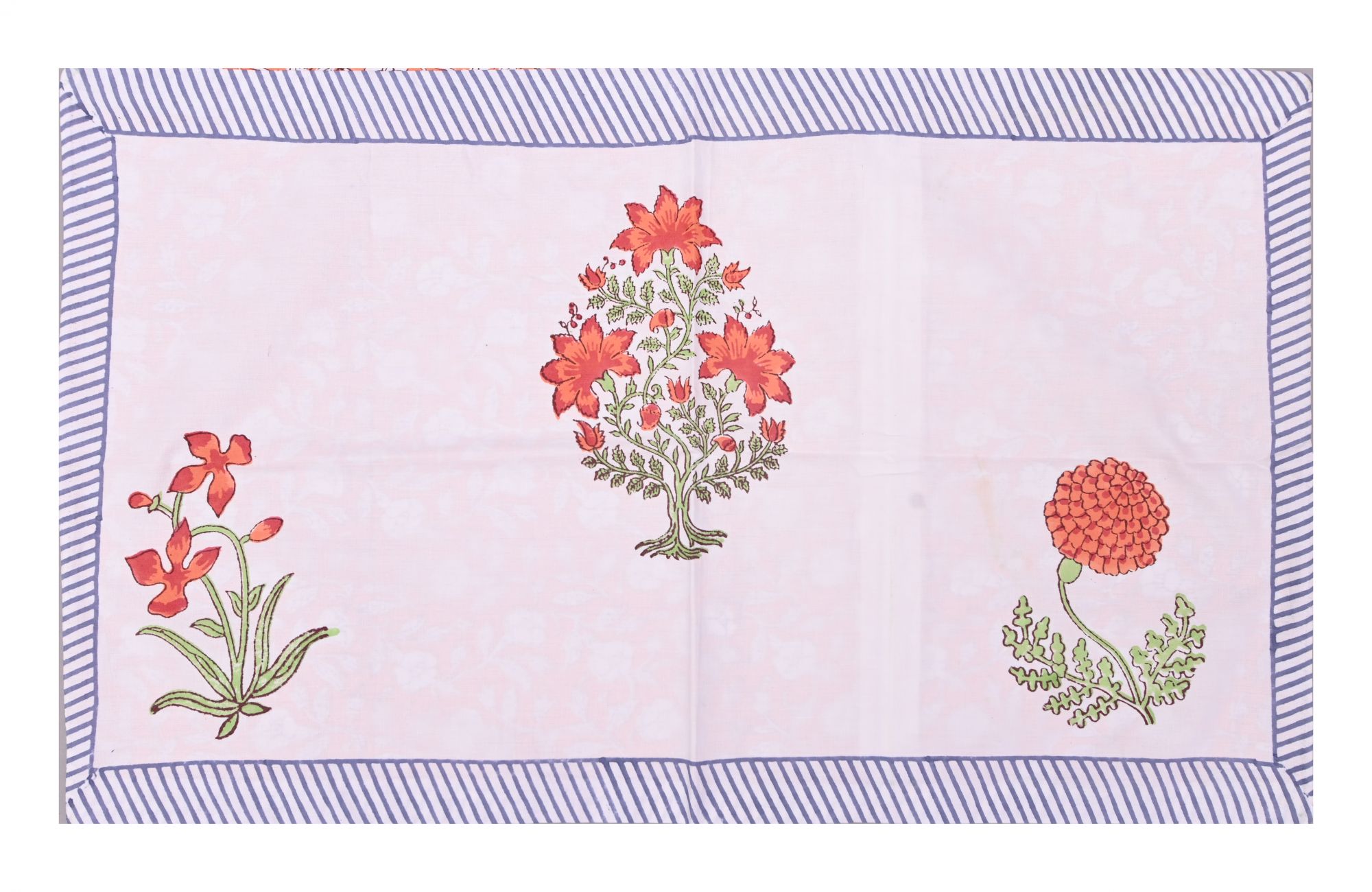 Chevron Handblock Printed Bedsheet With Reversible Pillow Cases