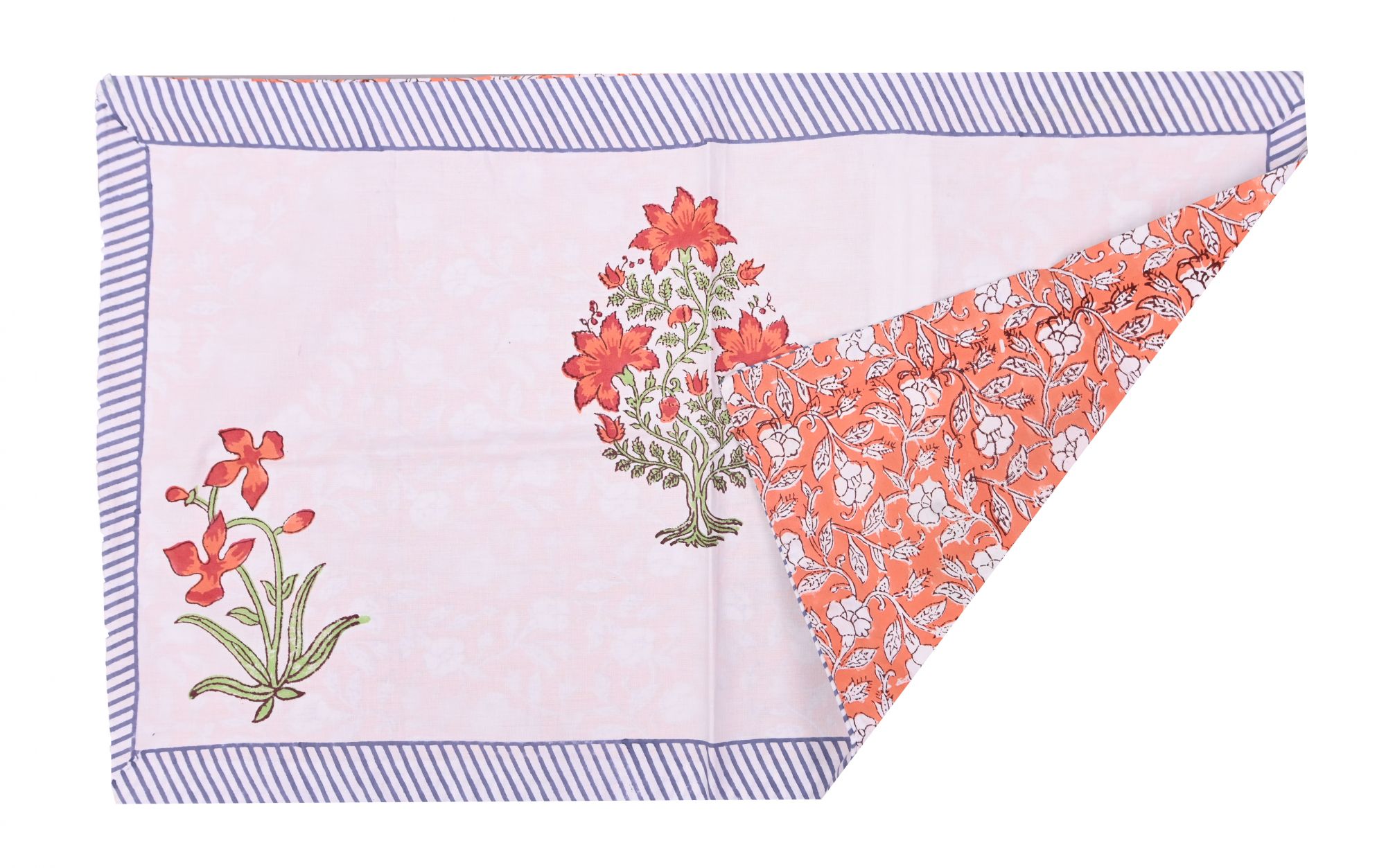 Chevron Handblock Printed Bedsheet With Reversible Pillow Cases