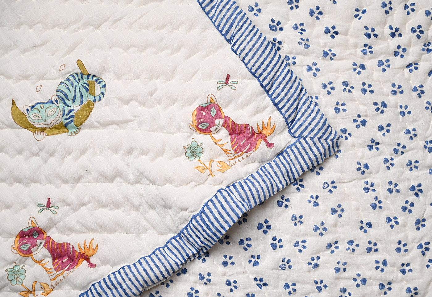 Baby Razai Cotton Blankets Bedcover Hand Block Print Throw Rainbow and Cloud Design Pattern Quilt 4060 Inch Toddlers Soft New Born Baby Wrap Kids Quilt Blankets Quilt