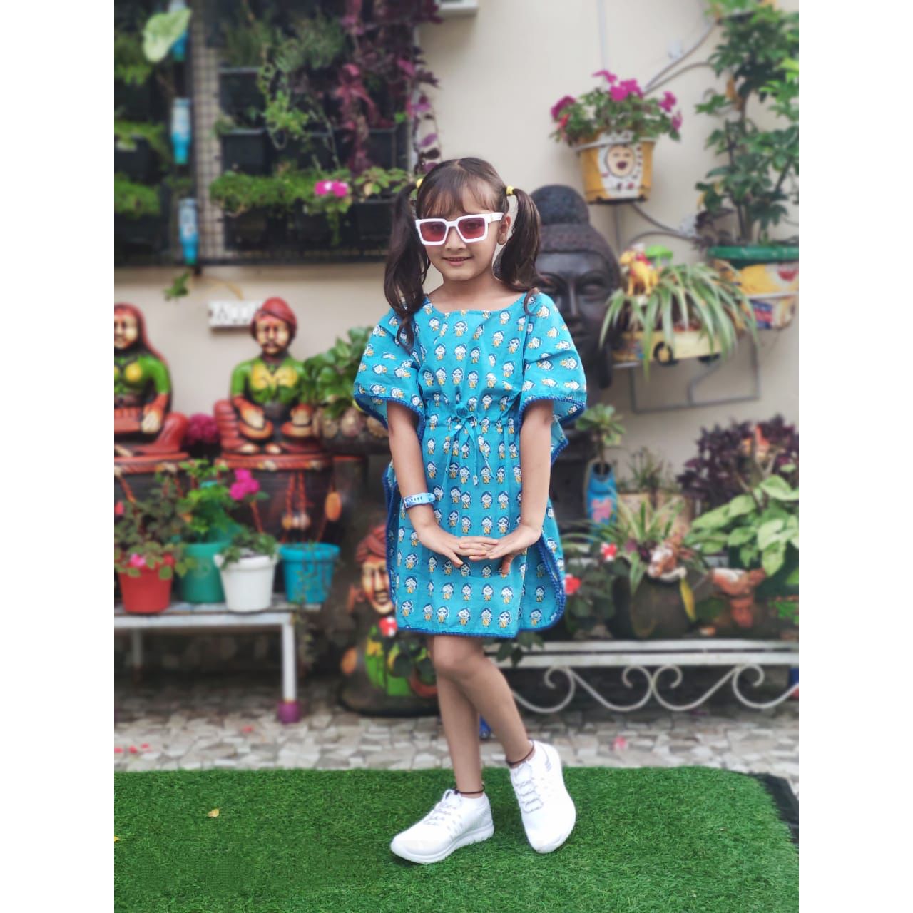 Doll Printed Organic Cotton Block Printed Kaftan for Kids