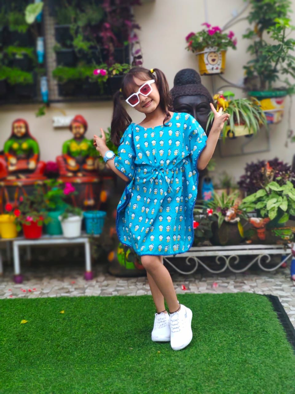 Doll Printed Organic Cotton Block Printed Kaftan for Kids