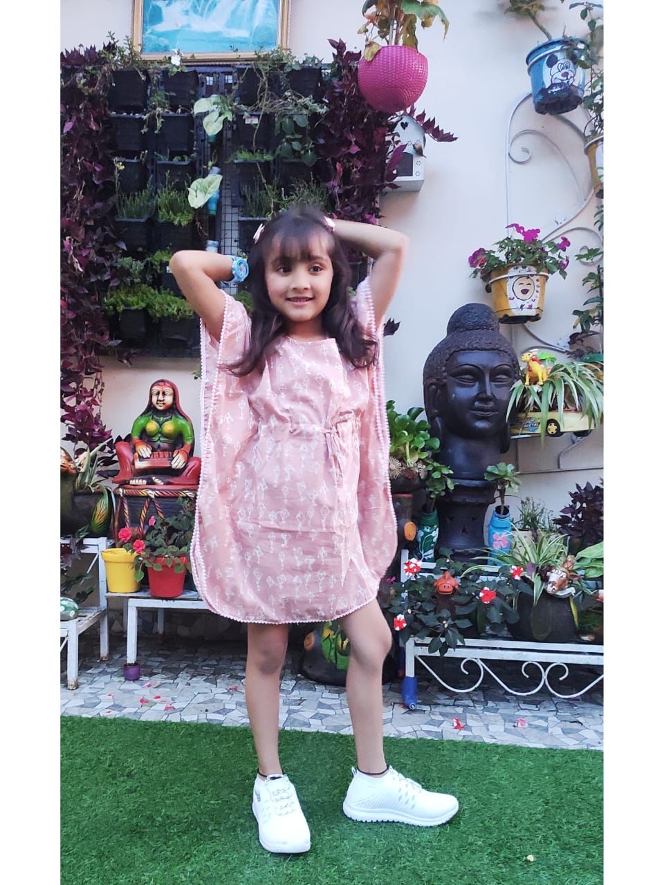 Kite Printed Organic Cotton Block Printed Kaftan for Kids