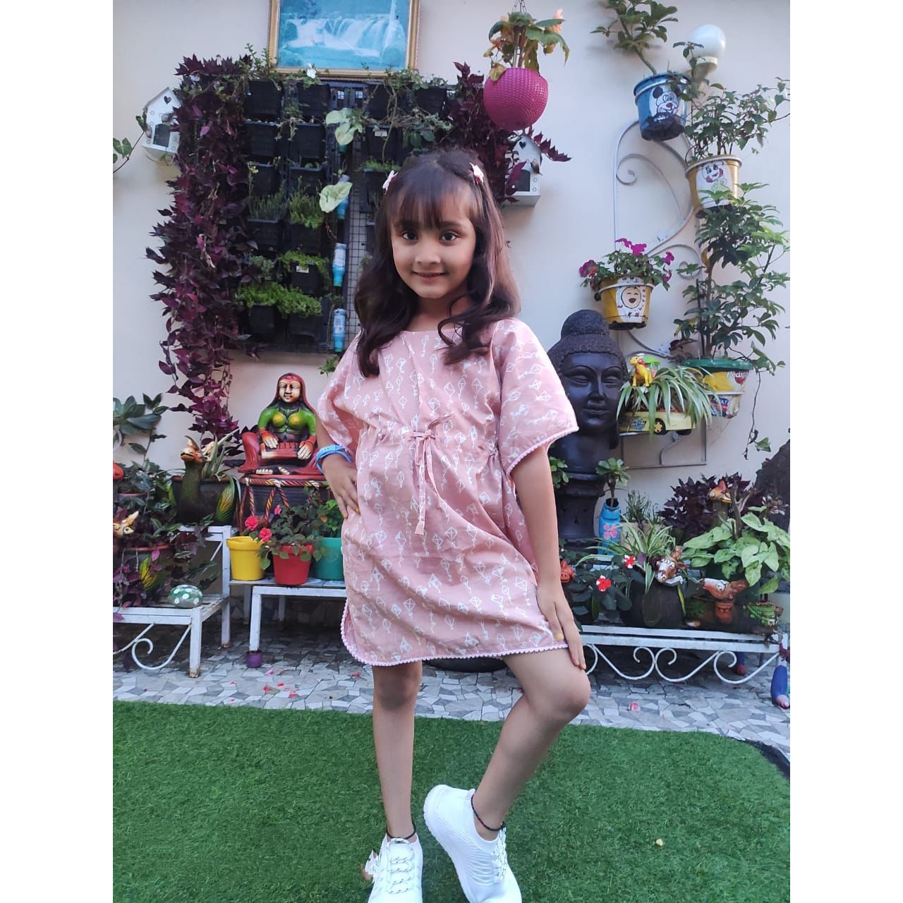 Kite Printed Organic Cotton Block Printed Kaftan for Kids