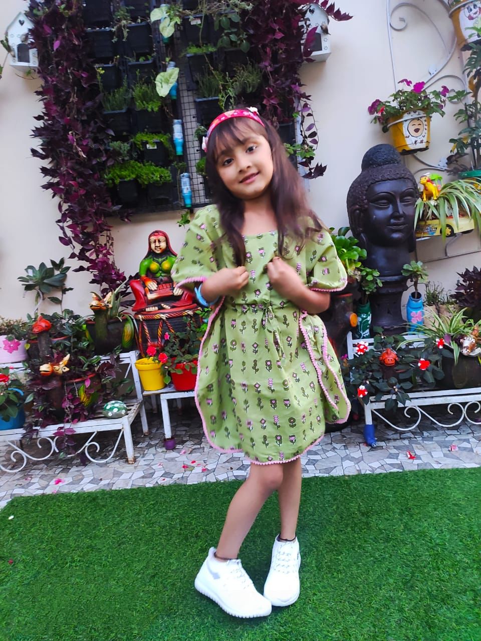 cactus Printed Organic Cotton Block Printed Kaftan for Kids