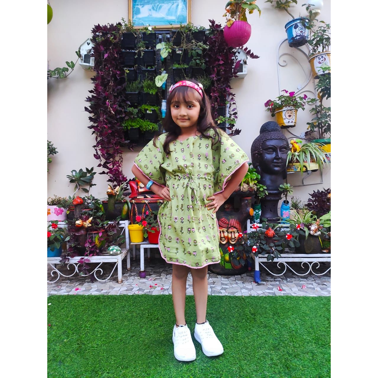 cactus Printed Organic Cotton Block Printed Kaftan for Kids