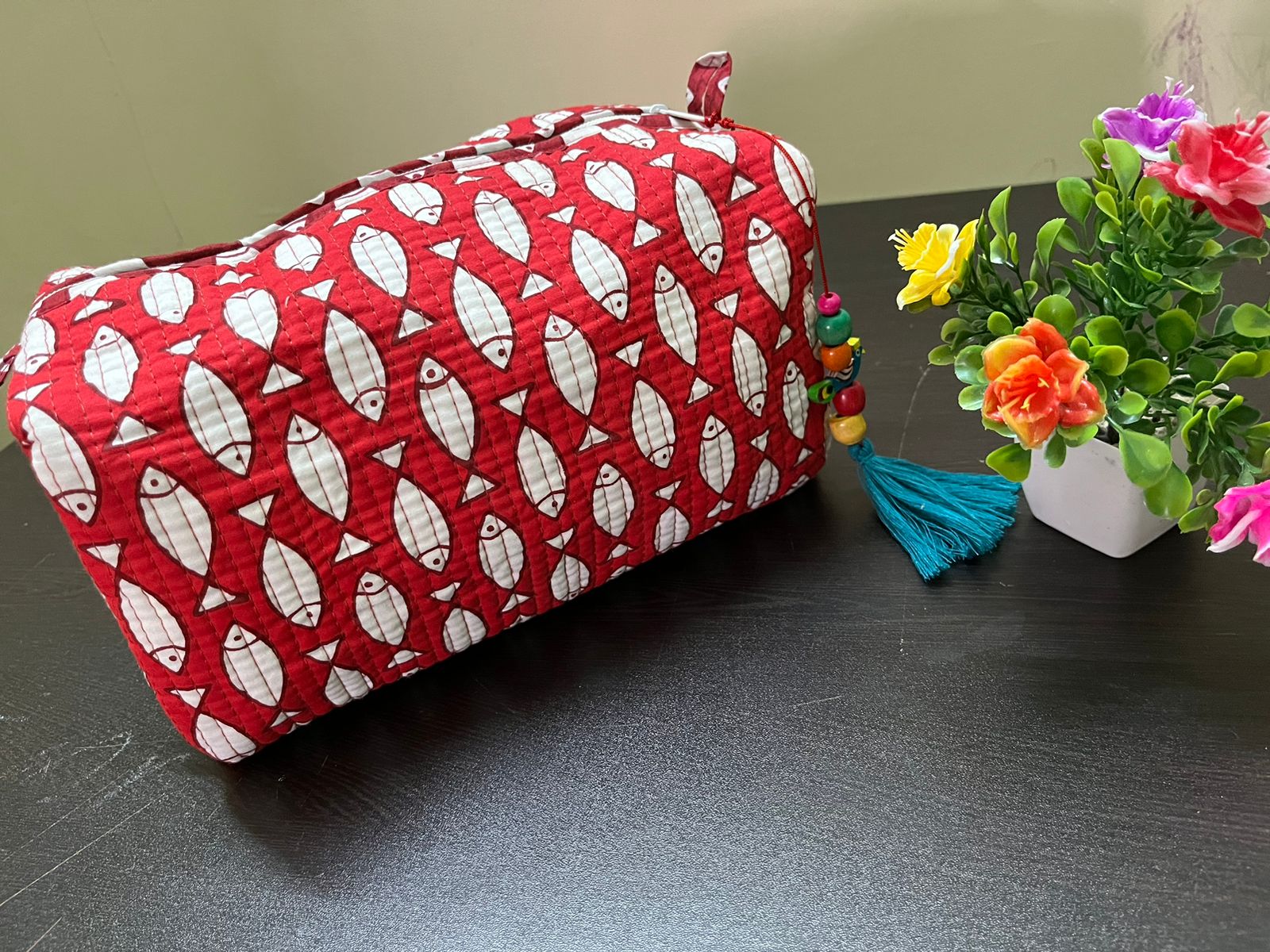 red fish printed Pouch Medium Size 1055