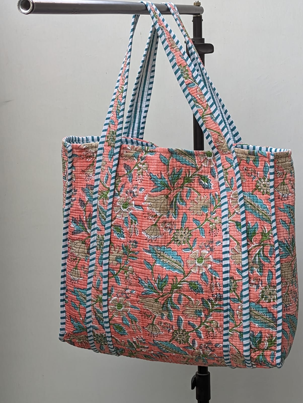 Cotton Floral Hand Block Printed Bags Cotton Quilted Tote Bags Eco Friendly Tote Bags Women Shopping Bags Block Print Bags