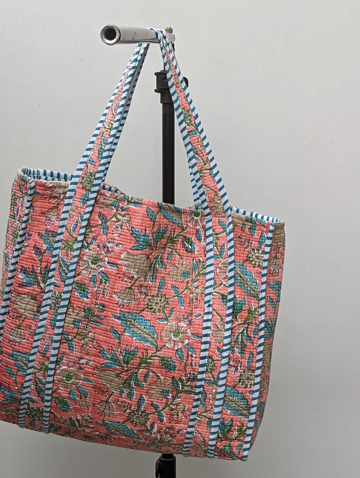 Cotton Floral Hand Block Printed Bags Cotton Quilted Tote Bags Eco Friendly Tote Bags Women Shopping Bags Block Print Bags