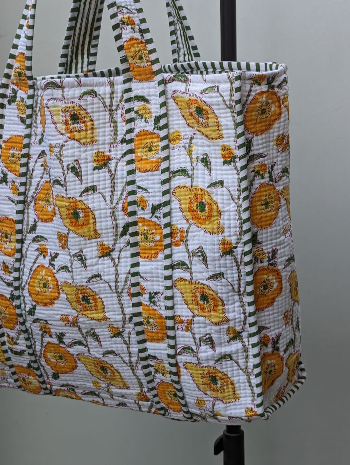 Cotton Floral Hand Block Printed Bags Cotton Quilted Tote Bags Eco Friendly Tote Bags Women Shopping Bags Block Print Bags