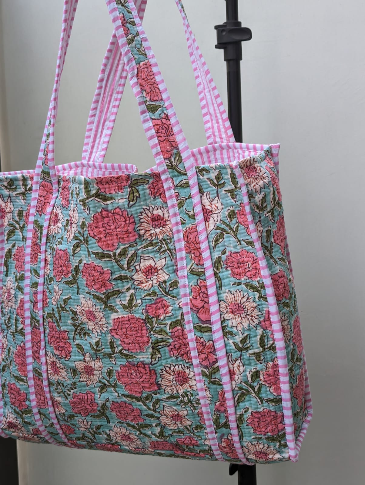 Cotton Floral Hand Block Printed Bags Cotton Quilted Tote Bags Eco Friendly Tote Bags Women Shopping Bags Block Print Bags